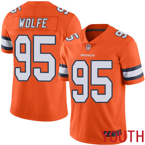 Youth Denver Broncos #95 Derek Wolfe Limited Orange Rush Vapor Untouchable Football NFL Jersey->women nfl jersey->Women Jersey